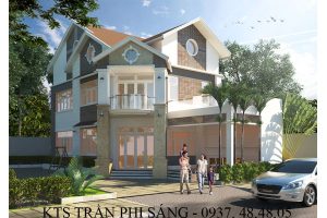 Mẫu nhà biệt thự 2 tầng mái thái đẹp kết hợp sân vườn ở đồng nai