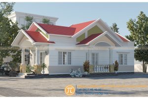Mẫu nhà cấp 4 mái thái 2 phòng ngủ mặt tiền 5m