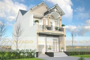 Mẫu nhà máI thái đẹp 7x17m 2 tầng 4 phòng ngủ, tân cổ điển
