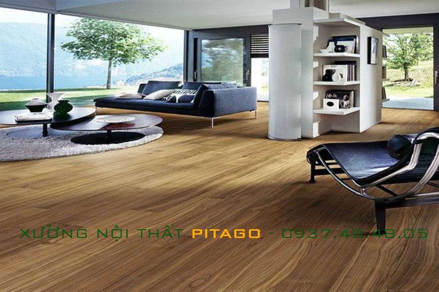 Sàn gỗ tự nhiên trang trí phòng khách