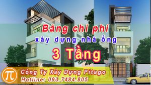 Bảng chi phí xây nhà ống 3 tầng