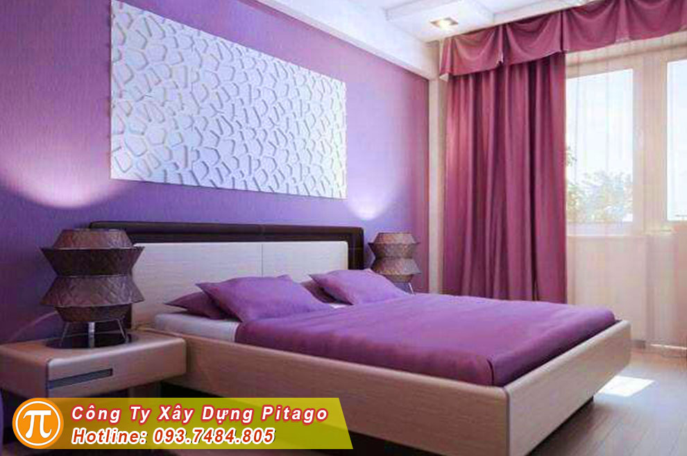 phòng ngủ hiện đại màu tím