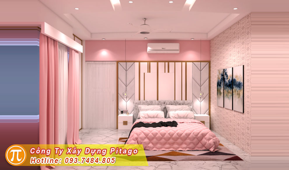 sơn phòng ngủ màu hồng